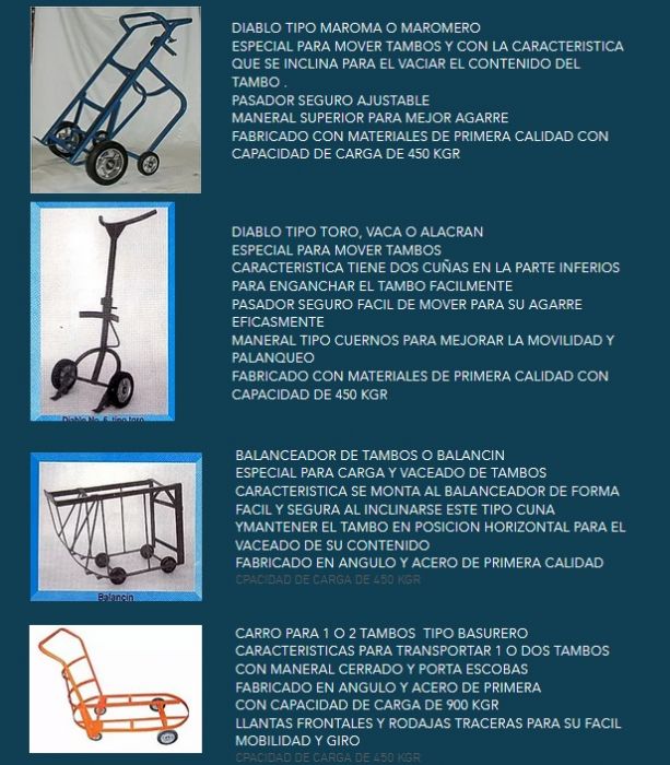 diablos para cargay , mover y vaciar tambos